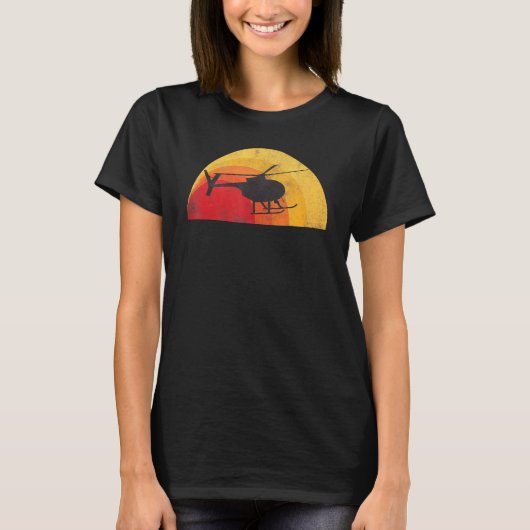 Helikopter Silhouette MD 500 Sunset Pilot T-shirt (Voorkant)