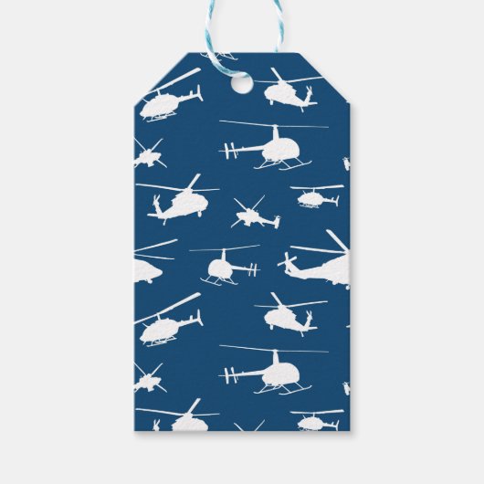 Helikopter Silhouetten // Navy Blue // Cadeaulabel (Voorkant)