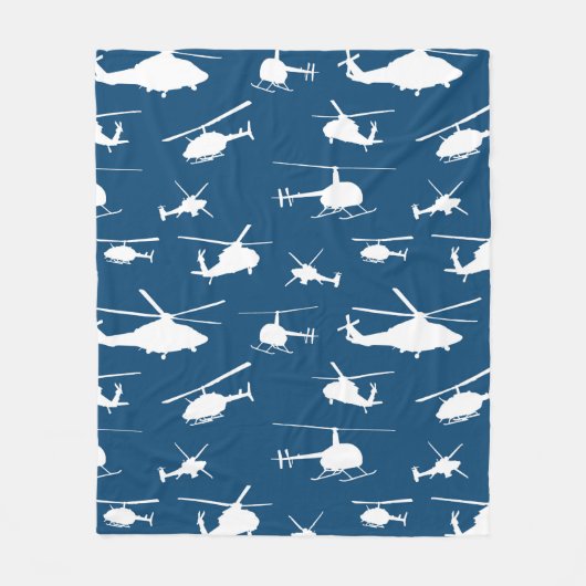 Helikopter Silhouettes // Navy Blue // Fleece Deken (Voorkant)