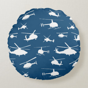 Helikopter Silhouettes // Navy Blue // Rond Kussen