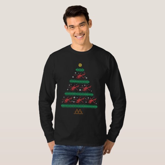 Helikopter Ugly Kerstmis Pilot Xmas Tree Gift T-shirt (Voorkant volledig)