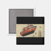 Helikopter van cruiseschip uit vintage sciencefict magneet (Voorkant / Achterkant)