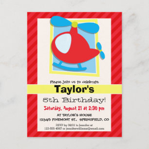 Helikopter van het kind; Scarlet Red Stripes Briefkaart