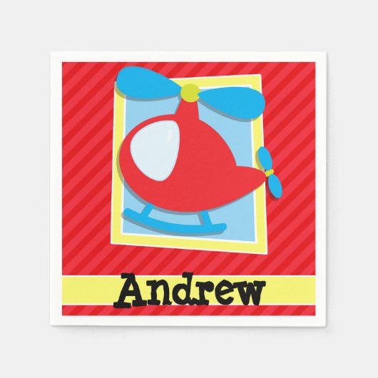 Helikopter van kind; Scarlet Red Stripes Servetten (Voorkant)