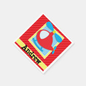 Helikopter van kind; Scarlet Red Stripes Servetten (Hoek)