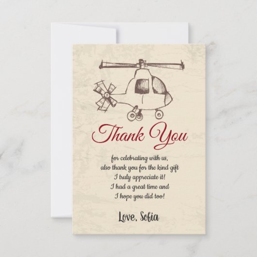 Helikopter, verjaardag, baby shower, dank je kaart (Voorkant)