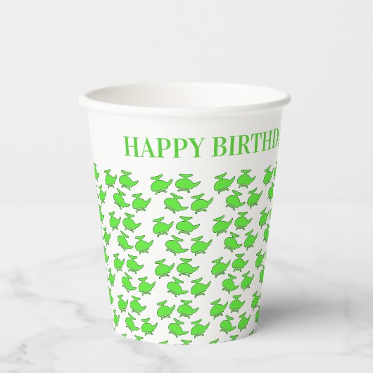 Helikopter Verjaardag Papieren Bekers (Voorkant)