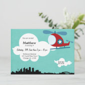 Helikopter Verjaardag thema (Blauw) Kaart (Staand voorkant)