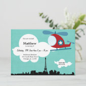 Helikopter Verjaardag thema (Blauw) Kaart (Staand voorkant)