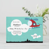 Helikopter Verjaardag thema (Blauw) Kaart (Staand voorkant)