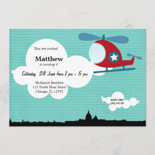 Helikopter Verjaardag thema (Blauw) Kaart
