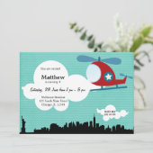 Helikopter Verjaardag thema (Blauw) Kaart (Staand voorkant)