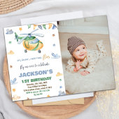 Helikopter Verjaardag Uitnodigingen Geel Grijs Fot