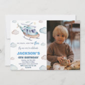 Helikopter Verjaardag Uitnodigingen met Foto (Voorkant)