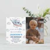 Helikopter Verjaardag Uitnodigingen met Foto (Staand voorkant)