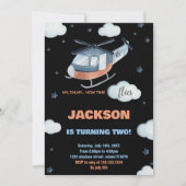 Helikopter Verjaardag Uitnodigingen Zwart BK (Voorkant)