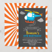 Helikopter verjaardagsfeestje uitnodiging (Voorkant / Achterkant)