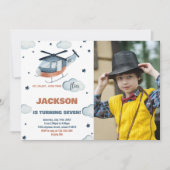 Helikopter verjaardagsuitnodigingen met foto kaart (Voorkant)