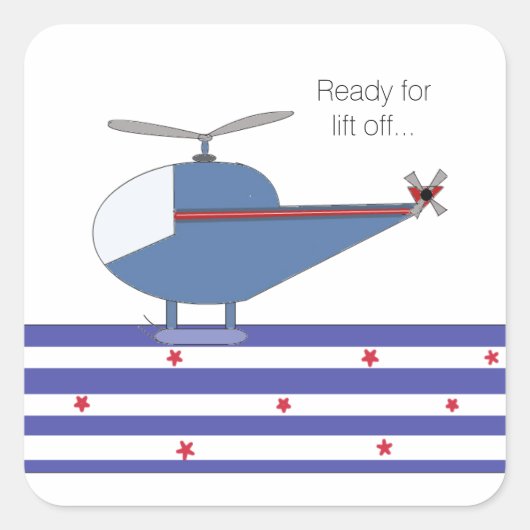 Helikopter Vierkante Sticker (Voorkant)