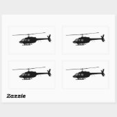 Helikopter vliegende Silhouette past kleur aan Rechthoekige Sticker (Vel)