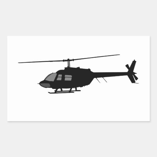 Helikopter vliegende Silhouette past kleur aan Rechthoekige Sticker (Voorkant)