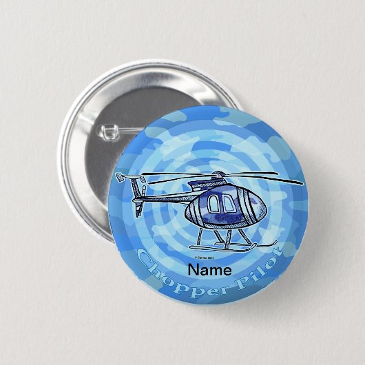 Helikopter voor blauwe hemel ronde button 5,7 cm (Voorkant /achterkant)