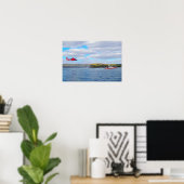 Helikopter voor kustGuard MH-65C en responsboot Poster (Thuiskantoor)