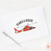 Helikopter voor opsporing en redding ovale sticker (Envelop)