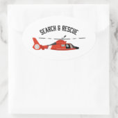 Helikopter voor opsporing en redding ovale sticker (Tas)