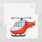 Helikopter voor rode en witte Cartoon Briefkaart (Voorkant / Achterkant)
