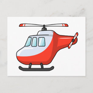 Helikopter voor rode en witte Cartoon Briefkaart