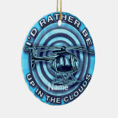 Helikopter voor wolken blauw keramisch ornament (Rechts)