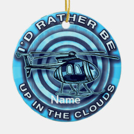 Helikopter voor wolken blauw keramisch ornament