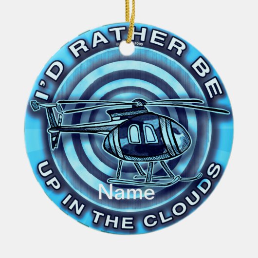 Helikopter voor wolken blauw keramisch ornament (Voorkant)