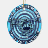 Helikopter voor wolken blauw keramisch ornament (Links)