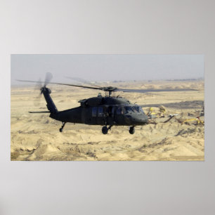 Helikopter voor zwarte hek poster