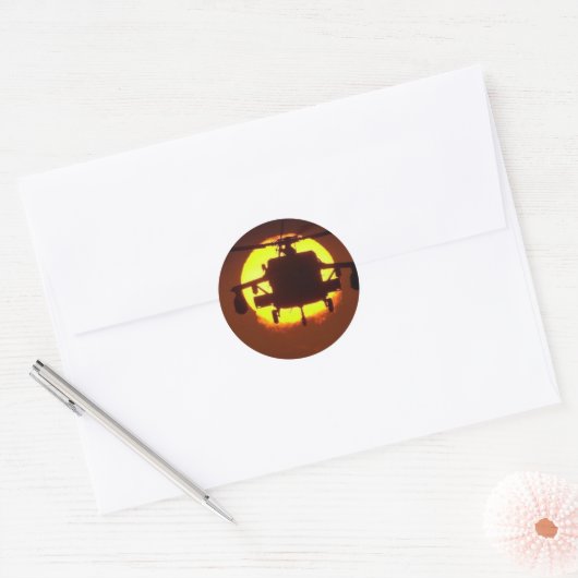 helikopter zon ronde sticker (Envelop)