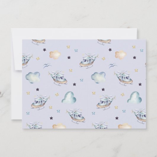 Helikopterpartij waterverf in blauwe kaart (Achterkant)