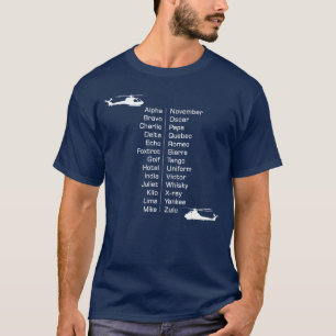 helikopterpiloot fonetisch alfabet-helikopters t-shirt