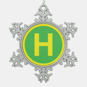 Helikopterplatform bord tin sneeuwvlok ornament