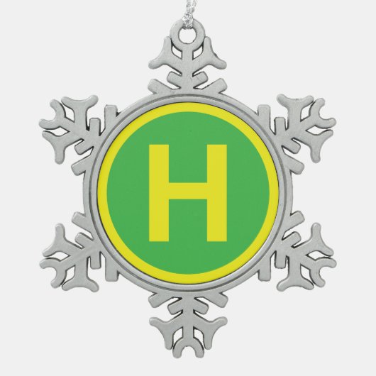 Helikopterplatform bord tin sneeuwvlok ornament (Voorkant)