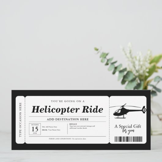Helikopterrit Verrassingscadeaubon Kaart (Staand voorkant)