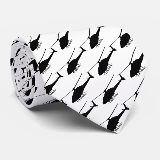 Helikoptersilhouet in zwart-wit stropdas (Opgerold)