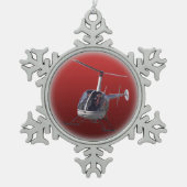 Helikopterversiering personaliseer chroomdecoratie tin sneeuwvlok ornament (Voorkant)
