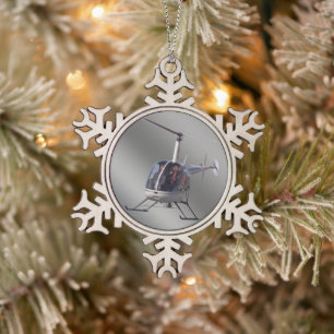 Helikopterversiering personaliseer chroomdecoratie tin sneeuwvlok ornament