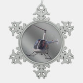 Helikopterversiering personaliseer chroomdecoratie tin sneeuwvlok ornament (Voorkant)