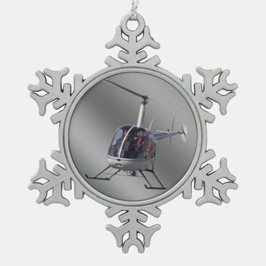 Helikopterversiering personaliseer chroomdecoratie tin sneeuwvlok ornament (Voorkant)