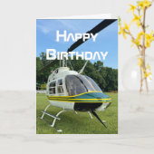Helikoptervliegtuig, Cool Aviation Verjaardag Kaart (Gele Bloem)