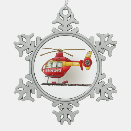 Helikoptervlucht Tin Sneeuwvlok Ornament (Voorkant)