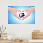 Heling handen omarmen aarde door helende liefde poster (Keuken)